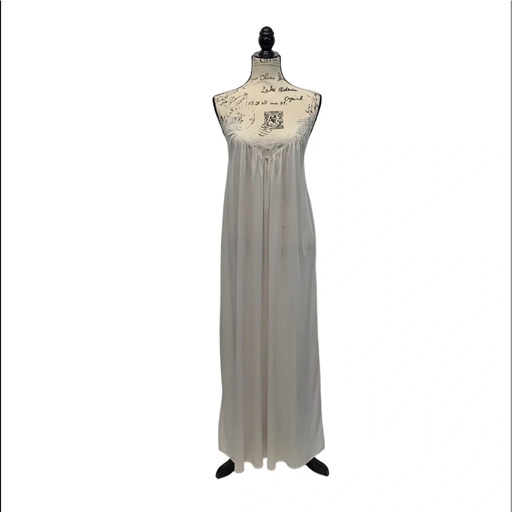 Vintage Val Mode Pink White Peignoir Gown 2 PCS SHEER Nightgown Robe Size Petite